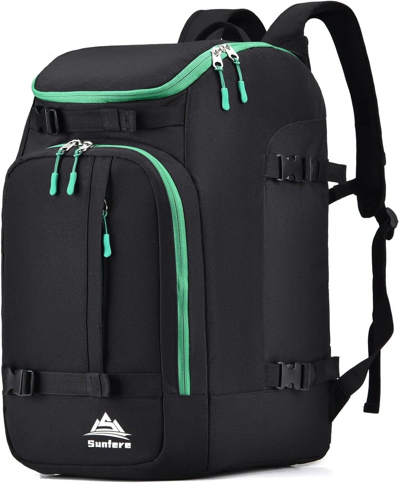 FeedMoo Ski Boot Bag Black Cooler Backpack 50L Waterproof Snowboard Travel Luggage Snow Bags for Youth Men Ski Helmet Goggles Gloves Skiing Gear Accessories - Image 1